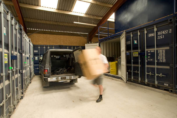 Customer moving in to a self storage unit.