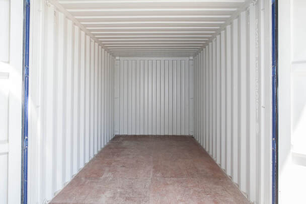 An empty self storage container.